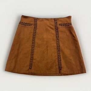 Cato (2) Suede Mini Skirt Brown Faux Suede  Hippie Retro Western Country